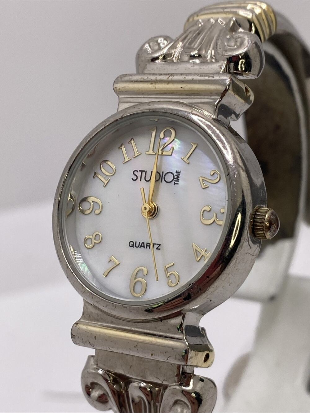 Vintage Studio Time Womens Silver Cuff Bangle Watch New Battery